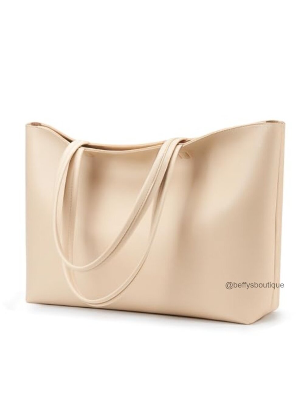 Vegan Leather Tote Bag Zipper Shoulder Satchel Minimalist